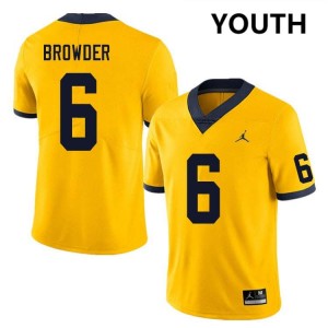 #6 Jamar Browder Michigan Wolverines Yellow Youth Jersey Embroidery College Football 818812-543