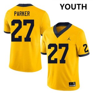 #27 Jasper Parker Michigan Wolverines Yellow Youth Jersey University College Football 573027-876
