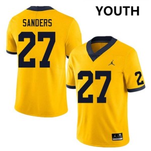 #27 Jayden Sanders Michigan Wolverines Yellow Youth Jersey Limited College Football 370760-526