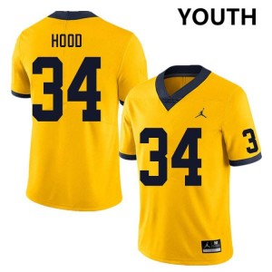 #34 Jaydon Hood Wolverines Yellow Youth Jerseys Stitched College Football 342520-460