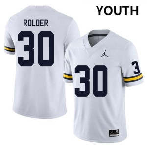 #30 Jimmy Rolder Michigan Wolverines White Youth Jersey NCAA College Football 162880-440