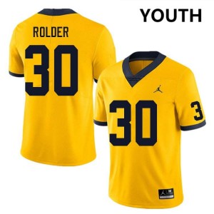 #30 Jimmy Rolder Michigan Yellow Youth Jersey High School College Football 591542-819