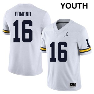 #16 Jo'Ziah Edmond Wolverines White Youth Jerseys NCAA College Football 267384-166