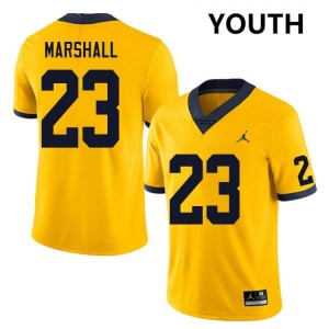 #23 Jordan Marshall University of Michigan Yellow Youth Jersey NCAA College Football 742104-357