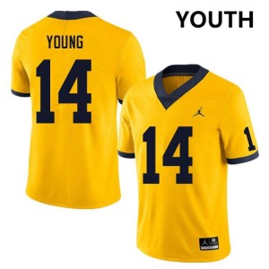 #14 Jordan Young University of Michigan Yellow Youth Jersey 2025 College Football 715303-363