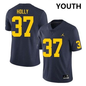 #37 Julius Holly Wolverines Navy Youth Jersey Replica College Football 621608-333