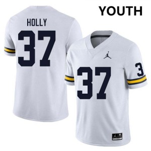 #37 Julius Holly Michigan White Youth Jersey Player College Football 723957-796