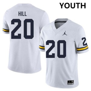 #20 Jyaire Hill Michigan White Youth Jersey 2025-26 College Football 608650-296