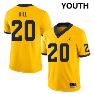#20 Jyaire Hill Michigan Yellow Youth Jersey Stitched College Football 254942-853
