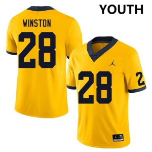 #28 Kainoa Winston Michigan Yellow Youth Jersey Embroidery College Football 738433-987