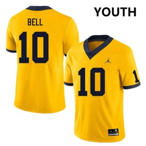 #10 Kendrick Bell Michigan Yellow Youth Jerseys 2025-26 College Football 942350-921