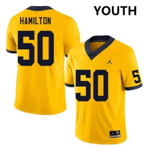 #50 Luke Hamilton Michigan Wolverines Yellow Youth Jersey Embroidery College Football 454128-806