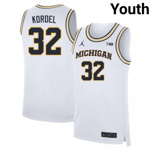 #32 Malick Kordel Michigan White Youth Jerseys Official College Basketball 698110-805