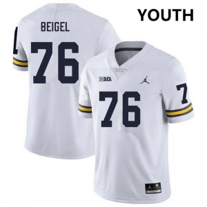#76 Manuel Beigel Michigan Wolverines White Youth Jersey Embroidery College Football 666130-143