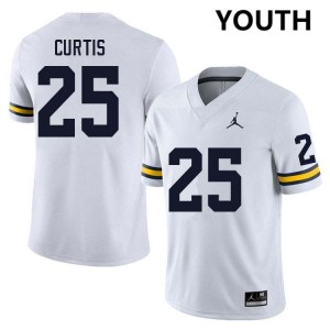 #25 Mason Curtis Michigan White Youth Jerseys High School College Football 968907-159