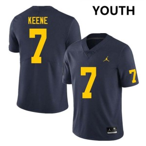 #7 Mikey Keene University of Michigan Navy Youth Jerseys Official College Football 250273-393
