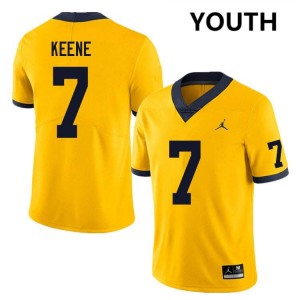 #7 Mikey Keene Wolverines Yellow Youth Jerseys Official College Football 857821-422