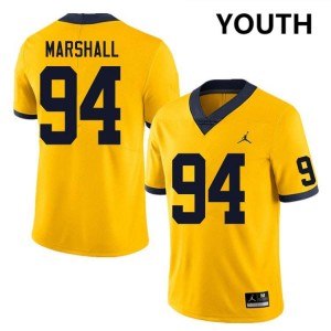 #94 Nate Marshall Michigan Wolverines Yellow Youth Jerseys Limited College Football 294187-569
