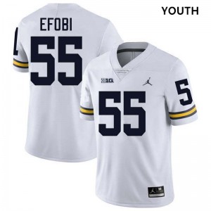 #55 Nathan Efobi University of Michigan White Youth Jerseys 2025 College Football 915094-174