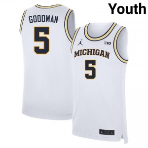 #5 Oscar Goodman University of Michigan White Youth Jerseys Embroidery College Basketball 415542-162