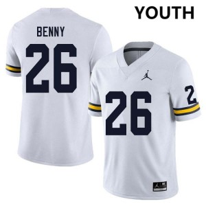 #26 Rayshaun Benny Michigan White Youth Jersey NCAA College Football 699980-630