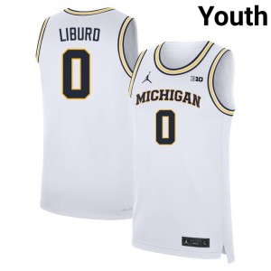 #0 Ricky Liburd Michigan Wolverines White Youth Jerseys Replica College Basketball 121498-243