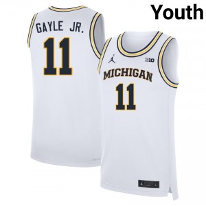 #11 Roddy Gayle Jr. Michigan Wolverines White Youth Jersey Replica College Basketball 550805-947