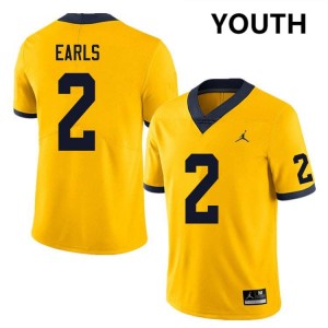 #2 Shamari Earls University of Michigan Yellow Youth Jersey Alumni College Football 623388-784