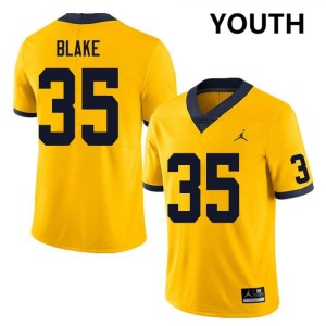 #35 Stuart Blake Michigan Wolverines Yellow Youth Jerseys Limited College Football 486149-261