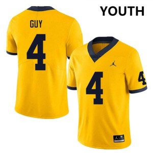 #4 TJ Guy Wolverines Yellow Youth Jerseys Stitched College Football 429976-599