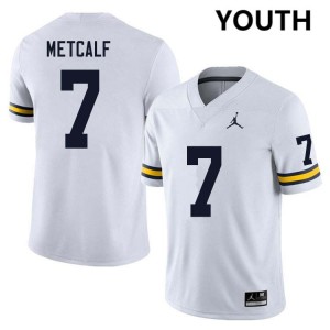 #7 TJ Metcalf University of Michigan White Youth Jerseys University College Football 567234-368