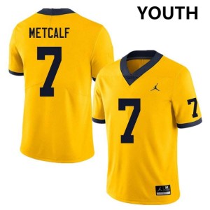 #7 TJ Metcalf University of Michigan Yellow Youth Jerseys Official College Football 731794-606