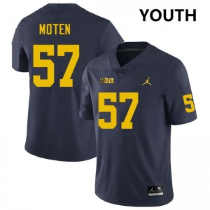 #57 Travis Moten University of Michigan Navy Youth Jersey Replica College Football 636146-740