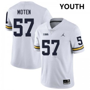 #57 Travis Moten University of Michigan White Youth Jersey High School College Football 308555-777