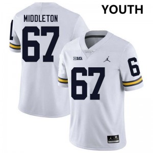 #67 Trent Middleton University of Michigan White Youth Jerseys Alumni College Football 630105-248