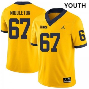 #67 Trent Middleton Michigan Yellow Youth Jersey 2025 College Football 191471-963