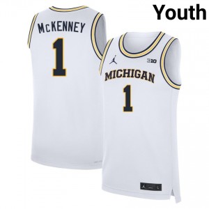 #1 Trey McKenney University of Michigan White Youth Jersey High School College Basketball 411787-248