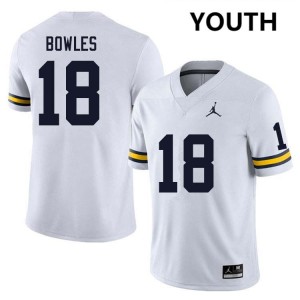 #18 Troy Bowles University of Michigan White Youth Jerseys 2025 College Football 886690-600