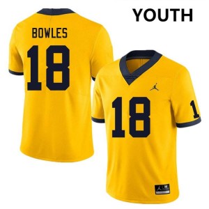 #18 Troy Bowles Michigan Wolverines Yellow Youth Jersey 2025-26 College Football 655906-657