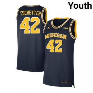 #42 Will Tschetter Michigan Wolverines Navy Youth Jerseys Embroidery College Basketball 791575-161