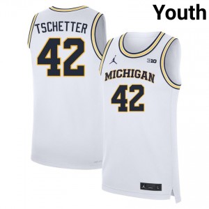 #42 Will Tschetter Michigan White Youth Jerseys NCAA College Basketball 989098-568