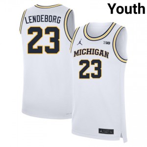 #23 Yaxel Lendeborg Michigan White Youth Jersey Alumni College Basketball 343898-520