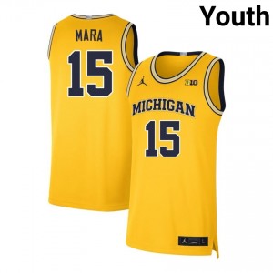 #15 Aday Mara University of Michigan Maize Youth Jerseys Game College Basketball 384256-257
