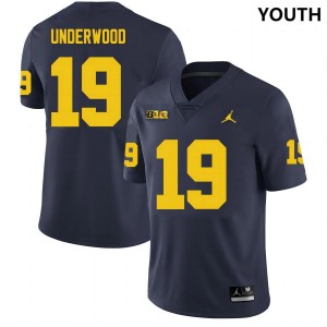 #19 Bryce Underwood Michigan Navy Youth Jerseys Stitched College Football 917780-325