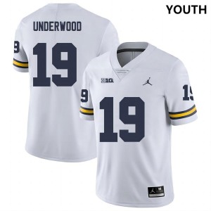 #19 Bryce Underwood Michigan White Youth Jerseys Player College Football 624654-449
