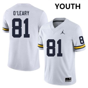 #81 Peyton O'Leary University of Michigan White Youth Jersey 2025 College Football 397103-899