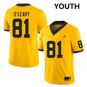 #81 Peyton O'Leary Michigan Yellow Youth Jerseys University College Football 272421-326
