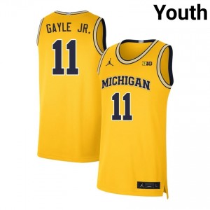 #11 Roddy Gayle Jr. Michigan Wolverines Maize Youth Jerseys University College Basketball 951549-459