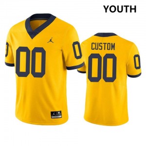 #00 Custom University of Michigan Yellow Youth Jersey Game College Football 840914-367
