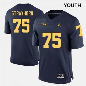 #75 Kaden Strayhorn Michigan Navy Youth Jersey Alumni College Football 120532-145